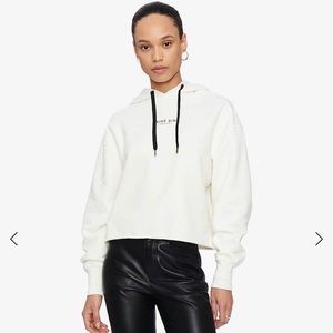 Anine Bing White Hoodie with Black Accents
